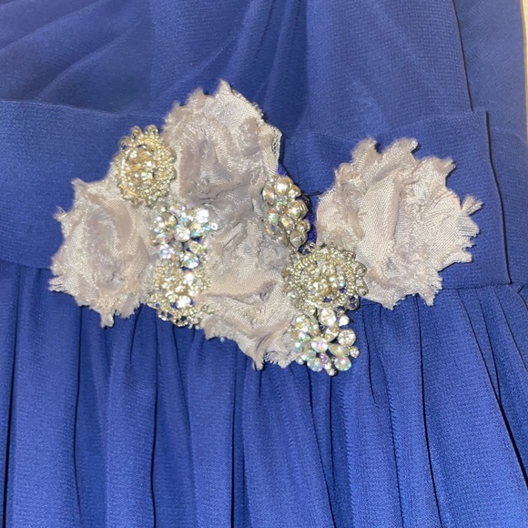 Navy 1 Shoulder Bridesmaid Dress w/ Custom Details - Picture 3 of 5